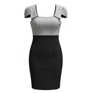 Black Halo Square Neck Dress Grey & Black